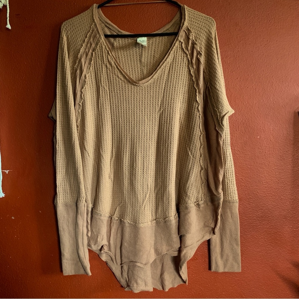 We The Free waffle knit long sleeve top size Large